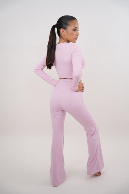 I Am Present Pink Stretch Flare Legging - Fitness, Yoga