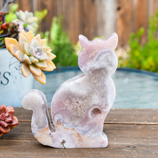 Pink Amethyst crystal cat