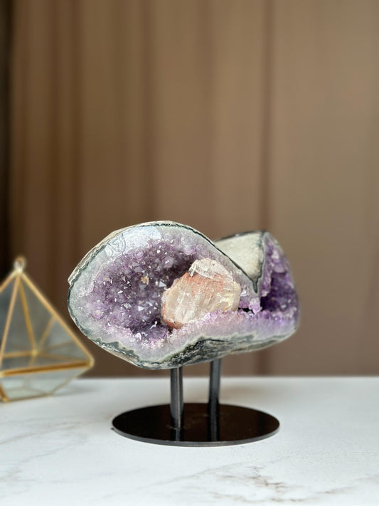 Rare amethyst geode with microcrystals 