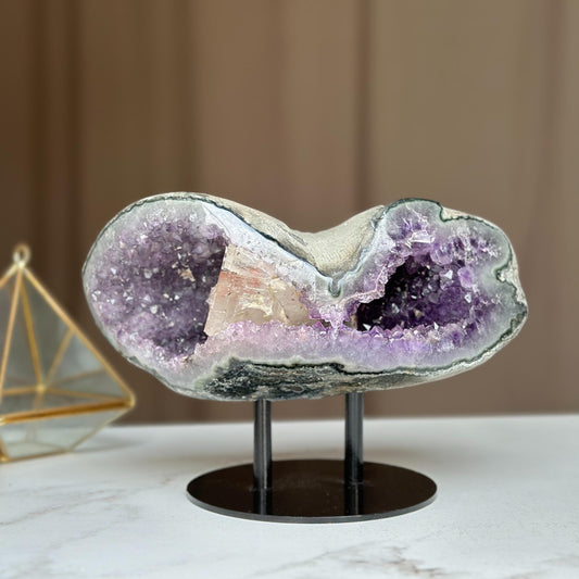 Rare amethyst geode with microcrystals 