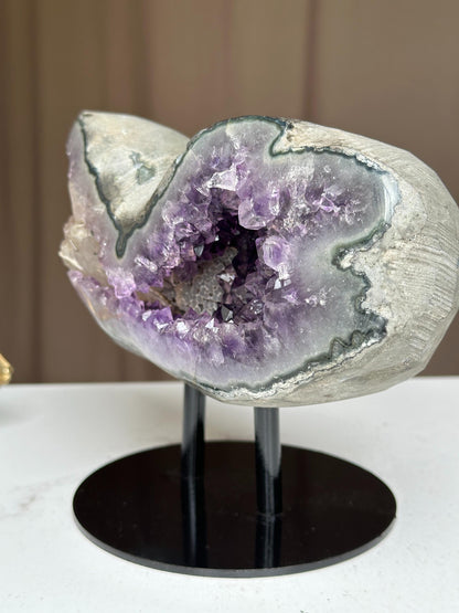 Rare amethyst geode with microcrystals 