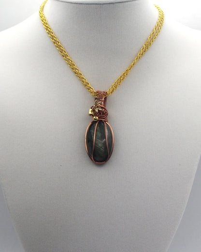 Raw Copper Labradorite Beaded Pendant Necklace