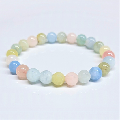 Morganite Round Bead Bracelet 8mm - Gentle Healing