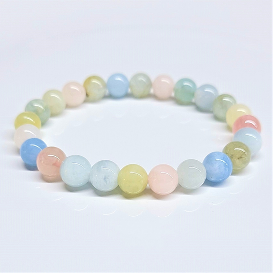 Morganite Round Bead Bracelet 8mm - Gentle Healing