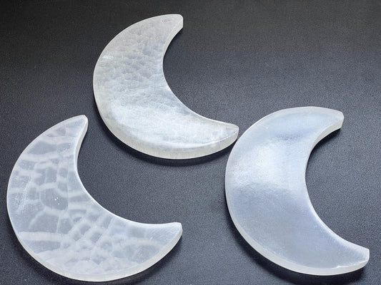 Selenite Crystal Crescent Moon Plate