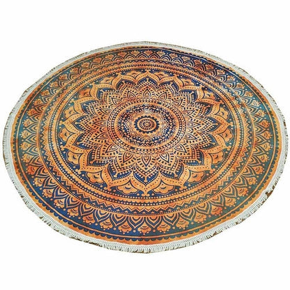 Round Mandala Crochet Tapestry 70in Cotton Wall Hanging