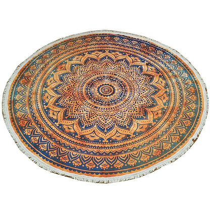 Round Mandala Crochet Tapestry 70in Cotton Wall Hanging