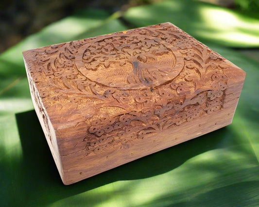 Tree of Life Hand Carved Wood Box 5x7