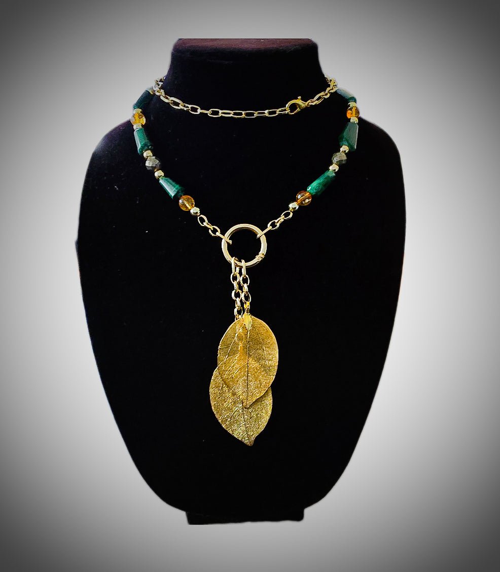 "Abundance Of Wealth" Necklace | Malachite, Citrine, and Pyrite