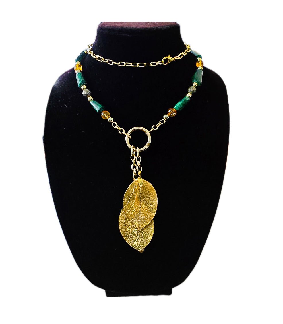 "Abundance Of Wealth" Necklace | Malachite, Citrine, and Pyrite