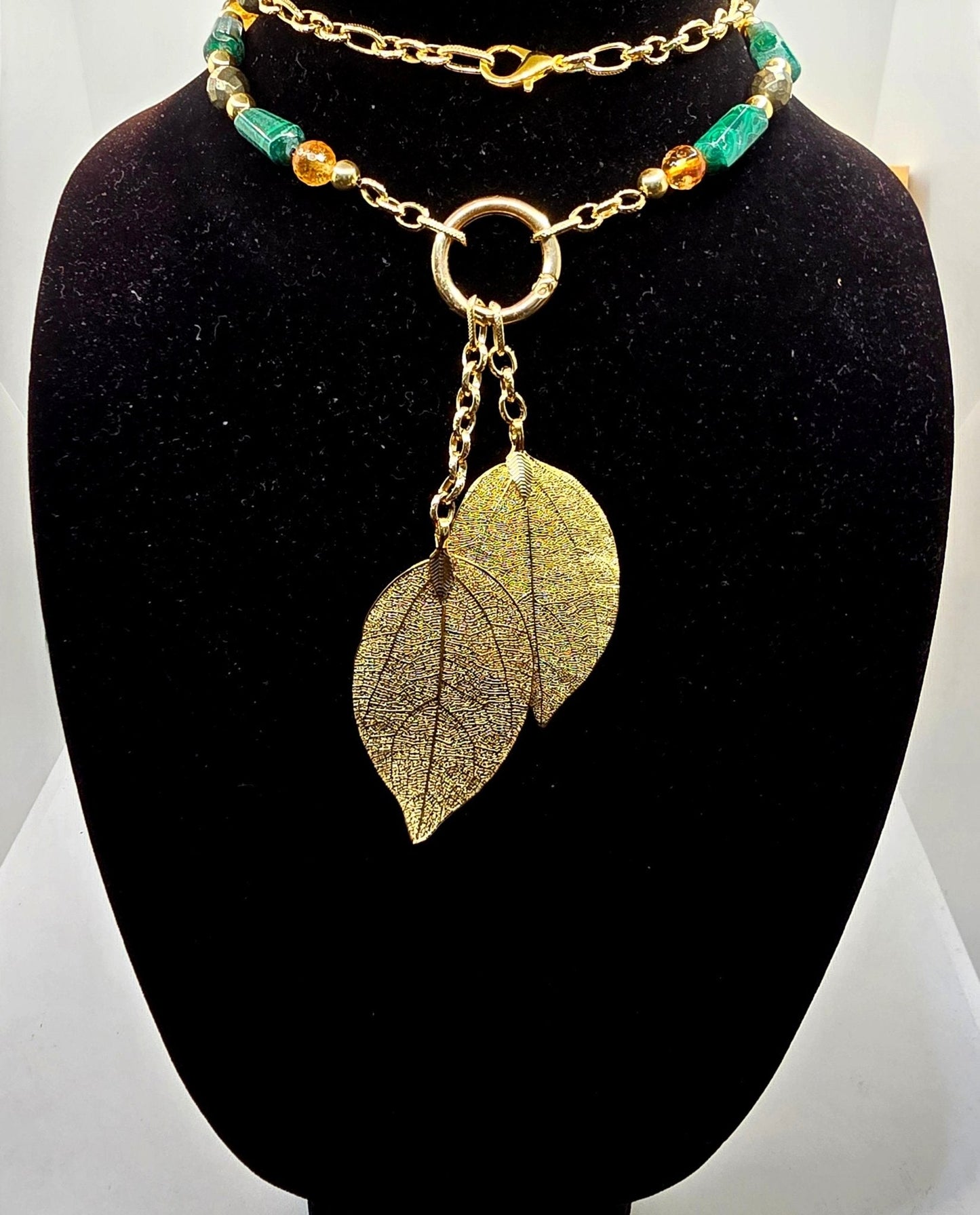"Abundance Of Wealth" Necklace | Malachite, Citrine, and Pyrite