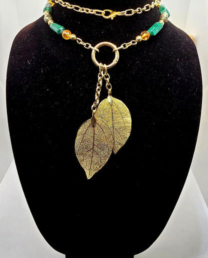"Abundance Of Wealth" Necklace | Malachite, Citrine, and Pyrite