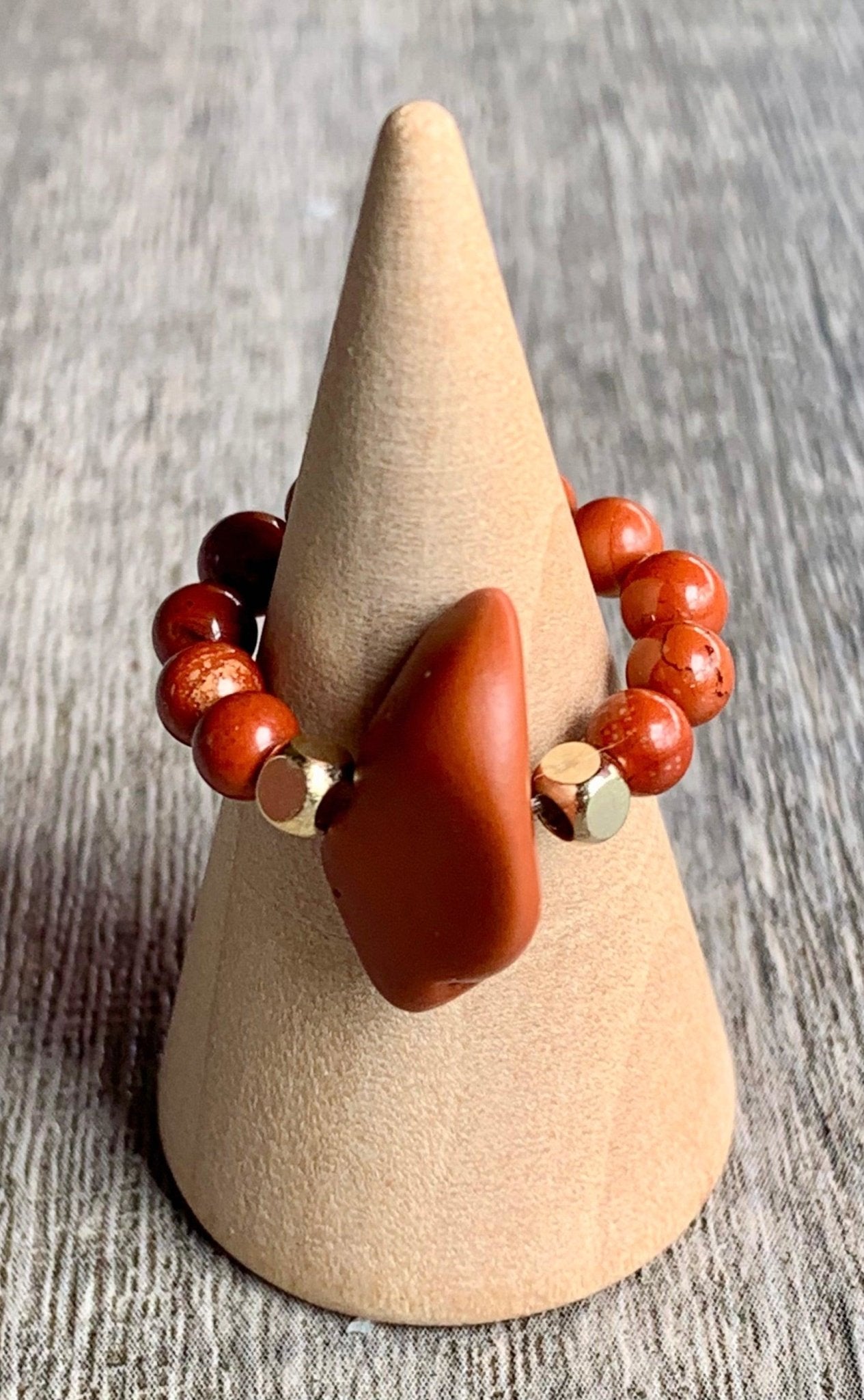 Adima Handmade Red Jasper Expandable Ring