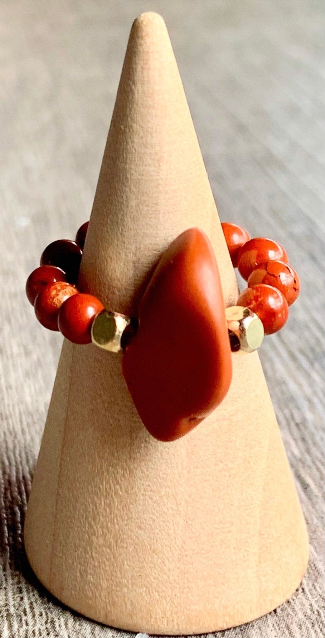 Adima Handmade Red Jasper Expandable Ring