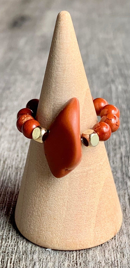 Adima Handmade Red Jasper Expandable Ring