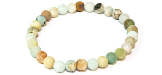 Amazonite (Matte) Round Bead Bracelet - Calm Communication