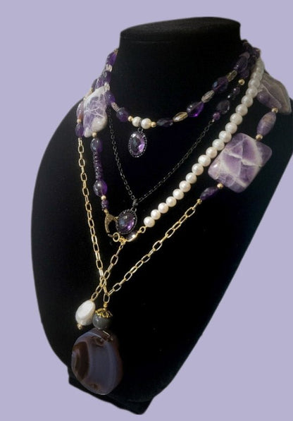 Amethyst and Ametrine Layered Necklace