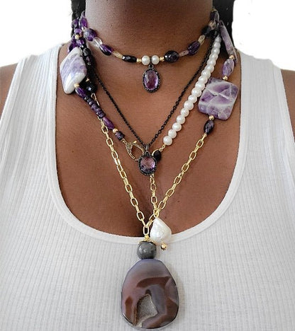 Amethyst and Ametrine Layered Necklace