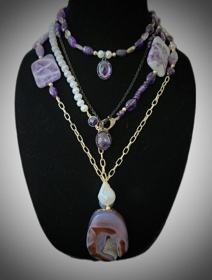 Amethyst and Ametrine Layered Necklace