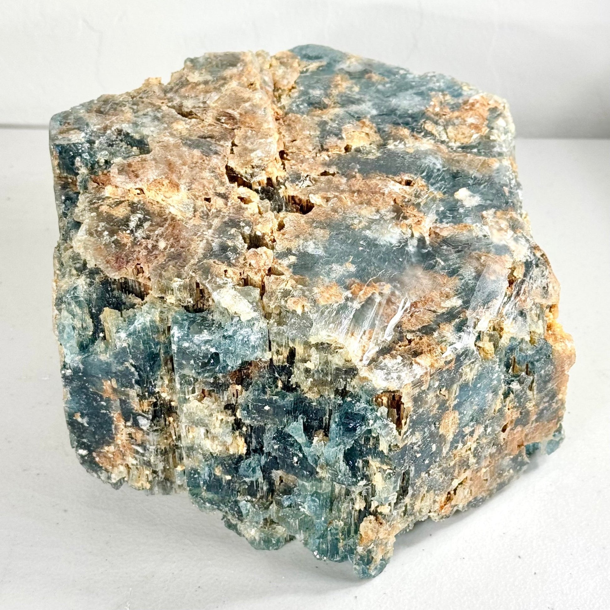 Aquamarine Specimen, 13.9 lbs XL Hexagonal Crystal with Frosty Blue Texture & Natural Inclusions - Ethereal Essentials