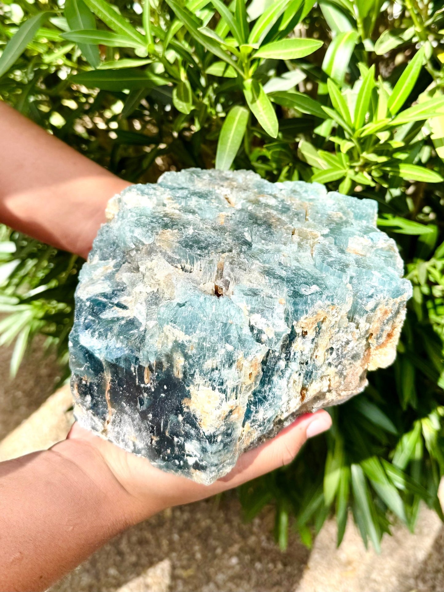 Aquamarine Specimen, 13.9 lbs XL Hexagonal Crystal with Frosty Blue Texture & Natural Inclusions - Ethereal Essentials
