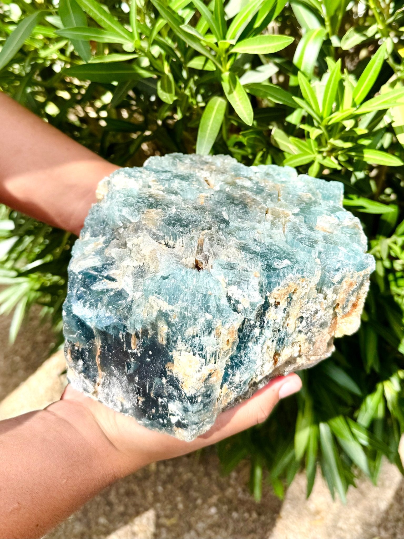 Aquamarine Specimen, 13.9 lbs XL Hexagonal Crystal with Frosty Blue Texture & Natural Inclusions - Ethereal Essentials