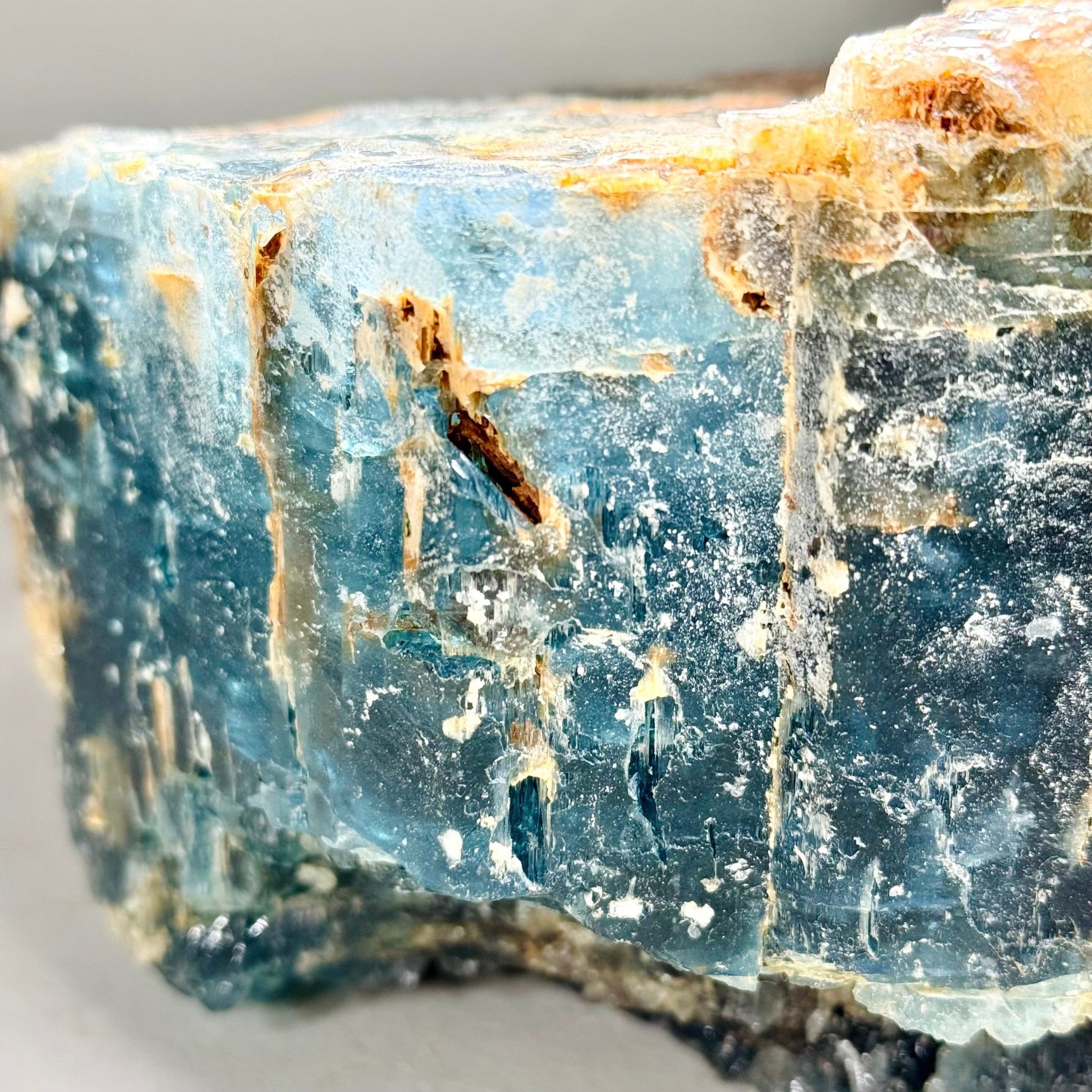 Aquamarine Specimen, 13.9 lbs XL Hexagonal Crystal with Frosty Blue Texture & Natural Inclusions - Ethereal Essentials