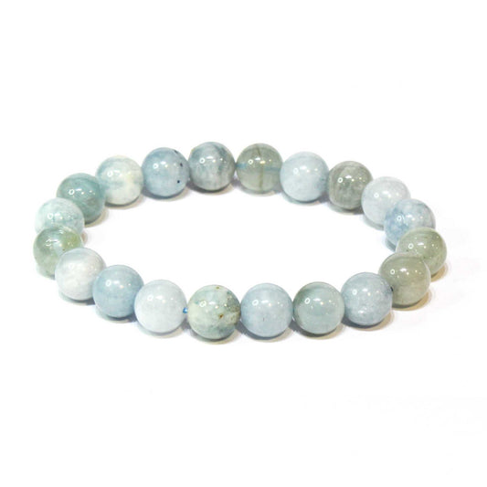 Aquamarine Round Bead Bracelet - Emotional Healing