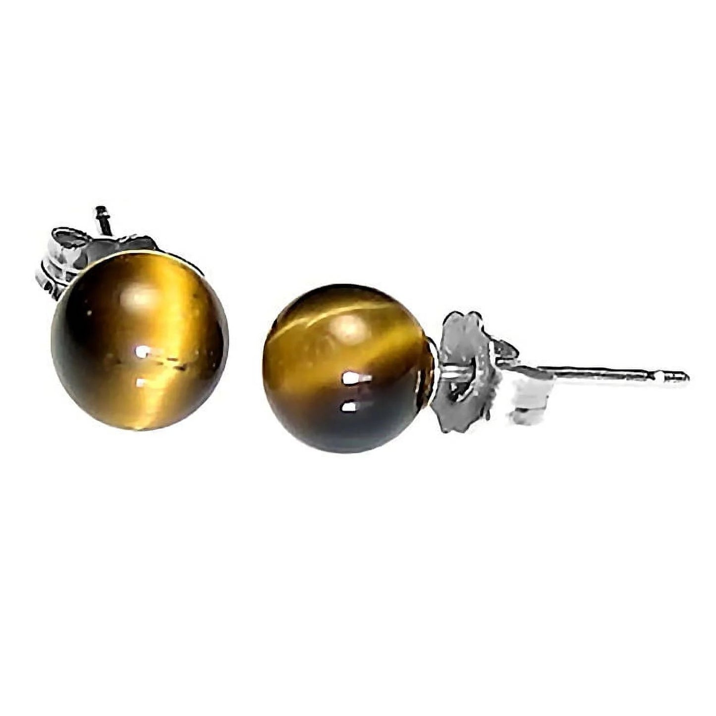 Brown Tiger’s Eye Stud Earrings – 6mm Natural Gemstones on 925 Sterling Silver Posts, Handcrafted in the USA