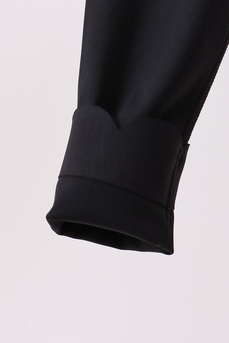 Black Scalloped Yoga Active Leggings - Ethereal Essentials