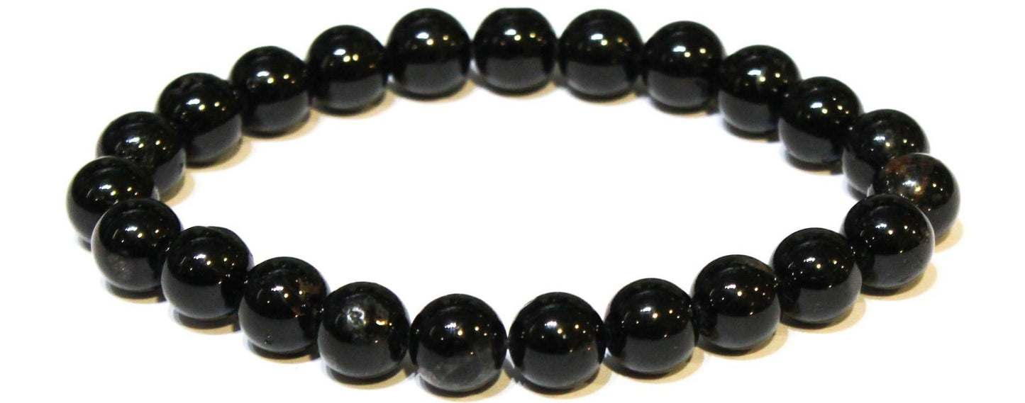 Black Tourmaline Round Bead Bracelet - Protective Filter
