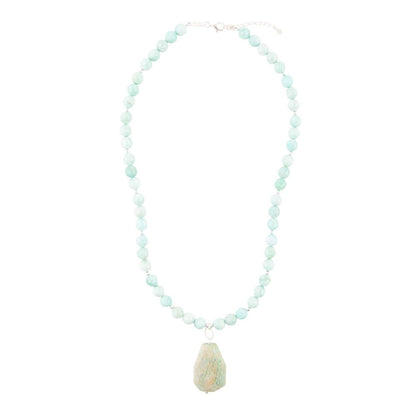 Blue Amazonite Sterling Silver Pendant Necklace