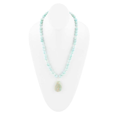 Blue Amazonite Sterling Silver Pendant Necklace