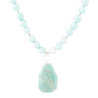 Blue Amazonite Sterling Silver Pendant Necklace