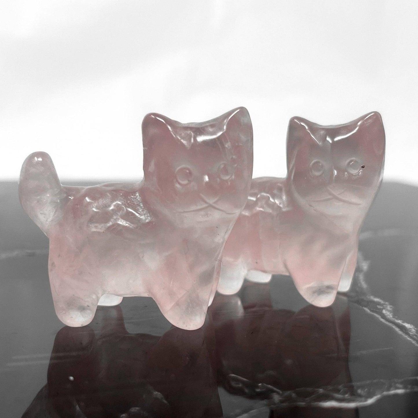 Rose Quartz Kitten Carving