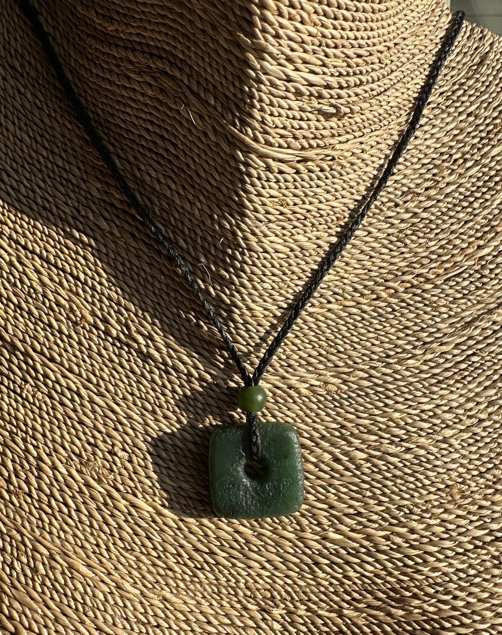 Canadian Jade Textured Square Pendant - 20mm - Ethereal Essentials