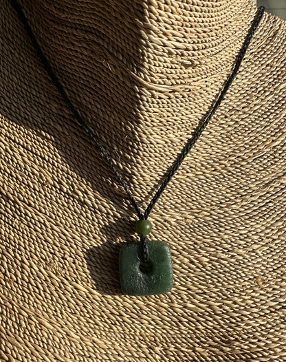 Canadian Jade Textured Square Pendant - 20mm - Ethereal Essentials