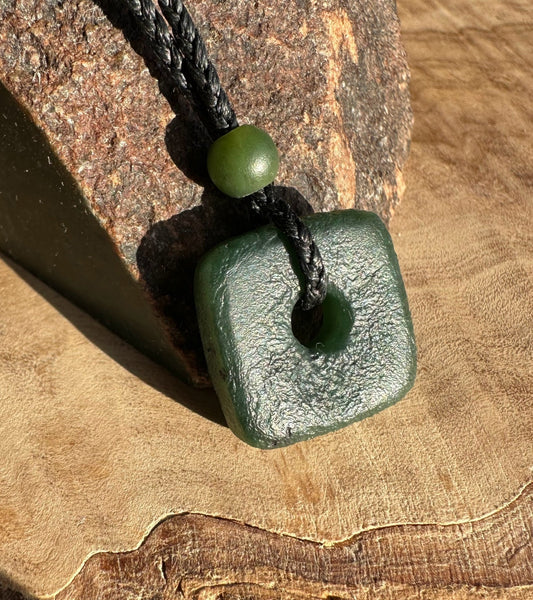 Canadian Jade Textured Square Pendant - 20mm - Ethereal Essentials