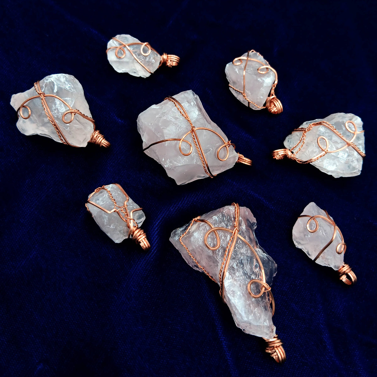Chunky Raw Rose Quartz Copper Wire-Wrapped Pendant – Handmade Healing Crystal Necklace for Love & Heart Chakra - Ethereal Essentials