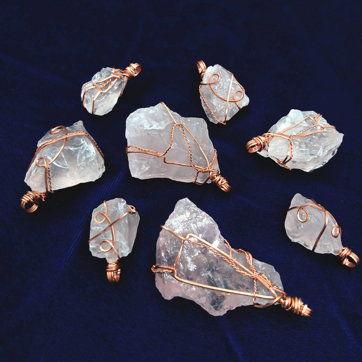 Chunky Raw Rose Quartz Copper Wire-Wrapped Pendant – Handmade Healing Crystal Necklace for Love & Heart Chakra - Ethereal Essentials