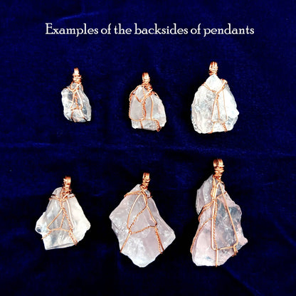 Chunky Raw Rose Quartz Copper Wire-Wrapped Pendant – Handmade Healing Crystal Necklace for Love & Heart Chakra - Ethereal Essentials