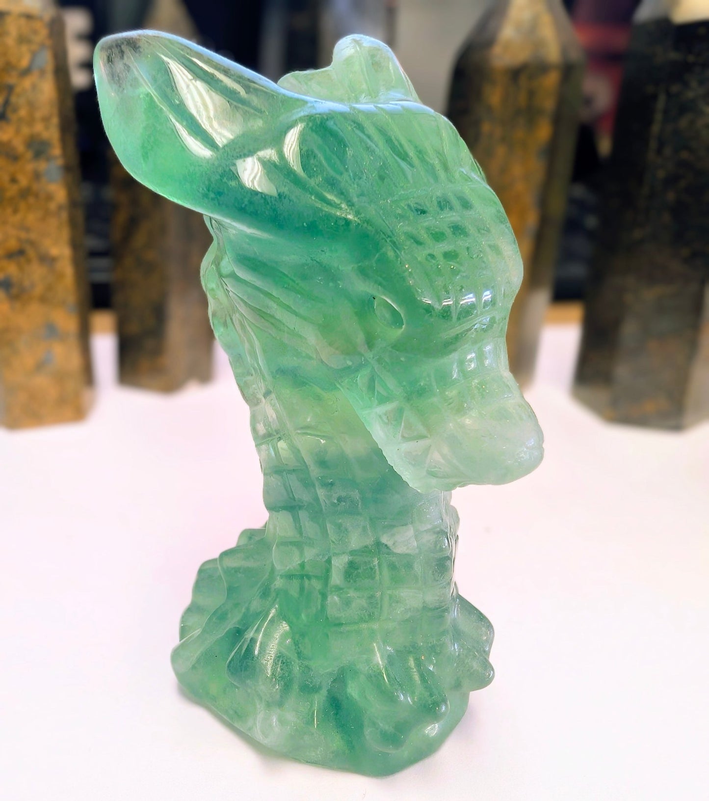 Crystal Dragon Head Carving – Strength, Protection & Ancient Wisdom - Ethereal Essentials