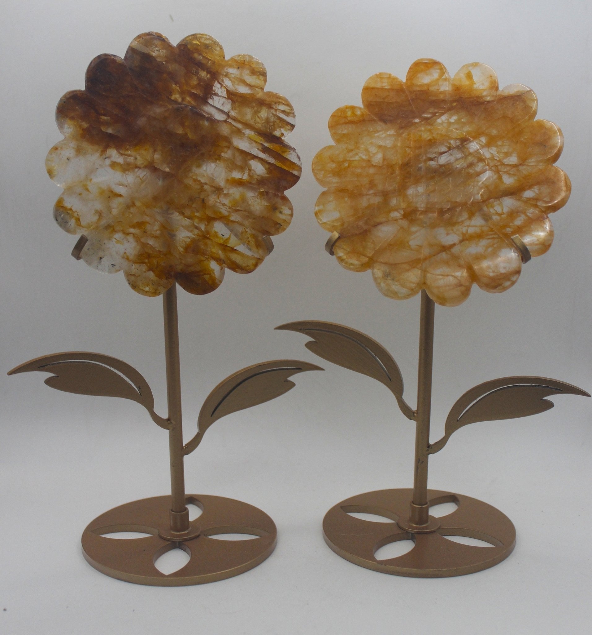 Crystal Sunflower Carving with Metal Stand – Joyful Energy & Meaningful Décor - Ethereal Essentials