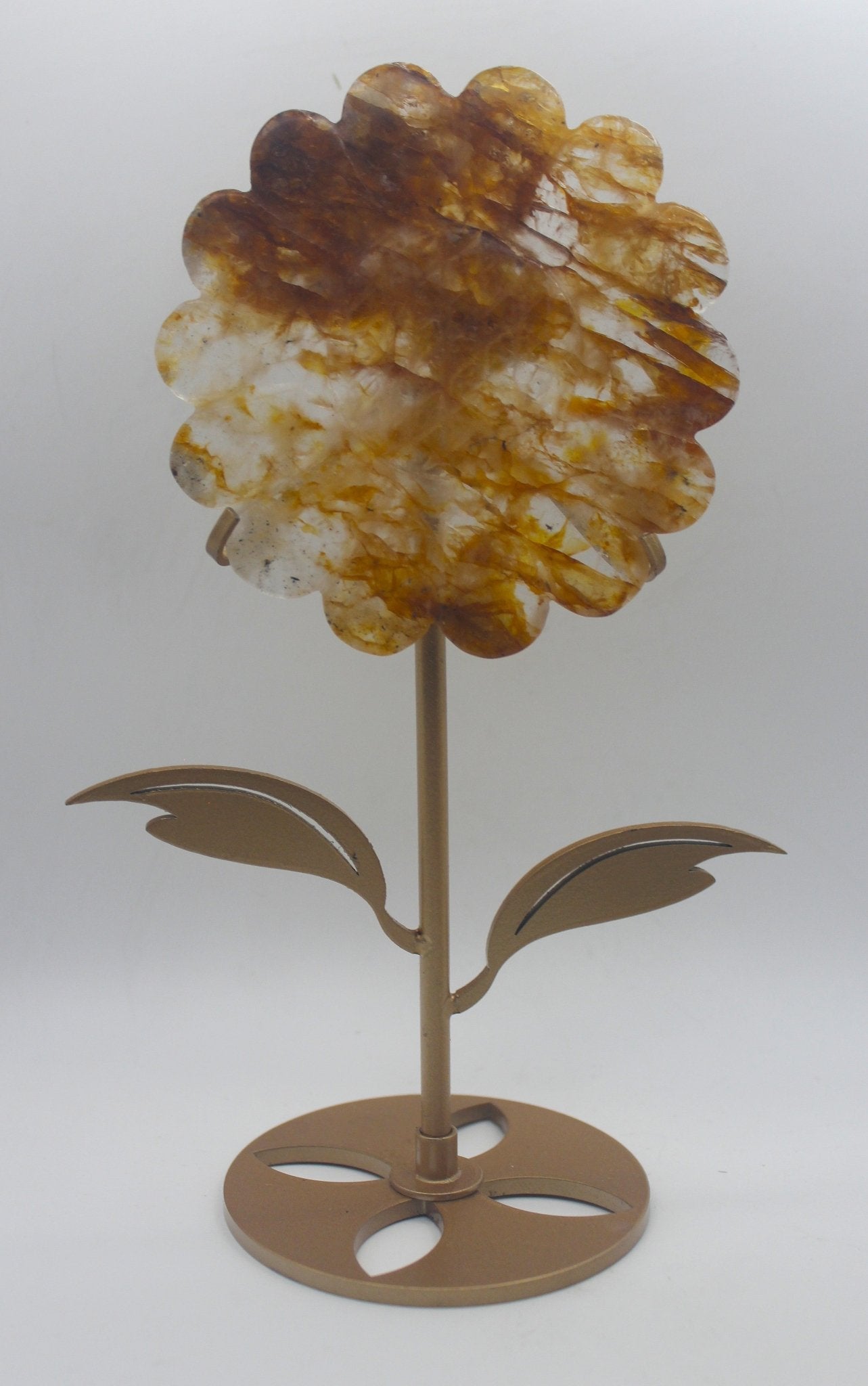 Crystal Sunflower Carving with Metal Stand – Joyful Energy & Meaningful Décor - Ethereal Essentials