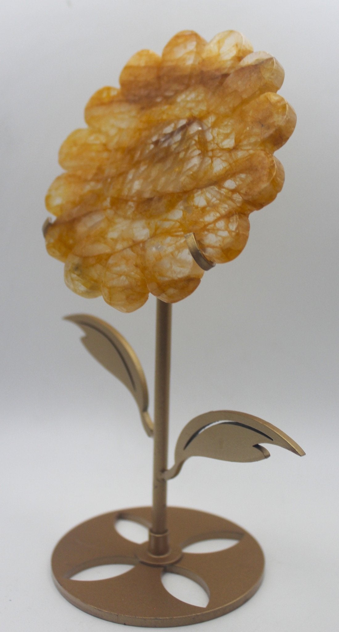 Crystal Sunflower Carving with Metal Stand – Joyful Energy & Meaningful Décor - Ethereal Essentials
