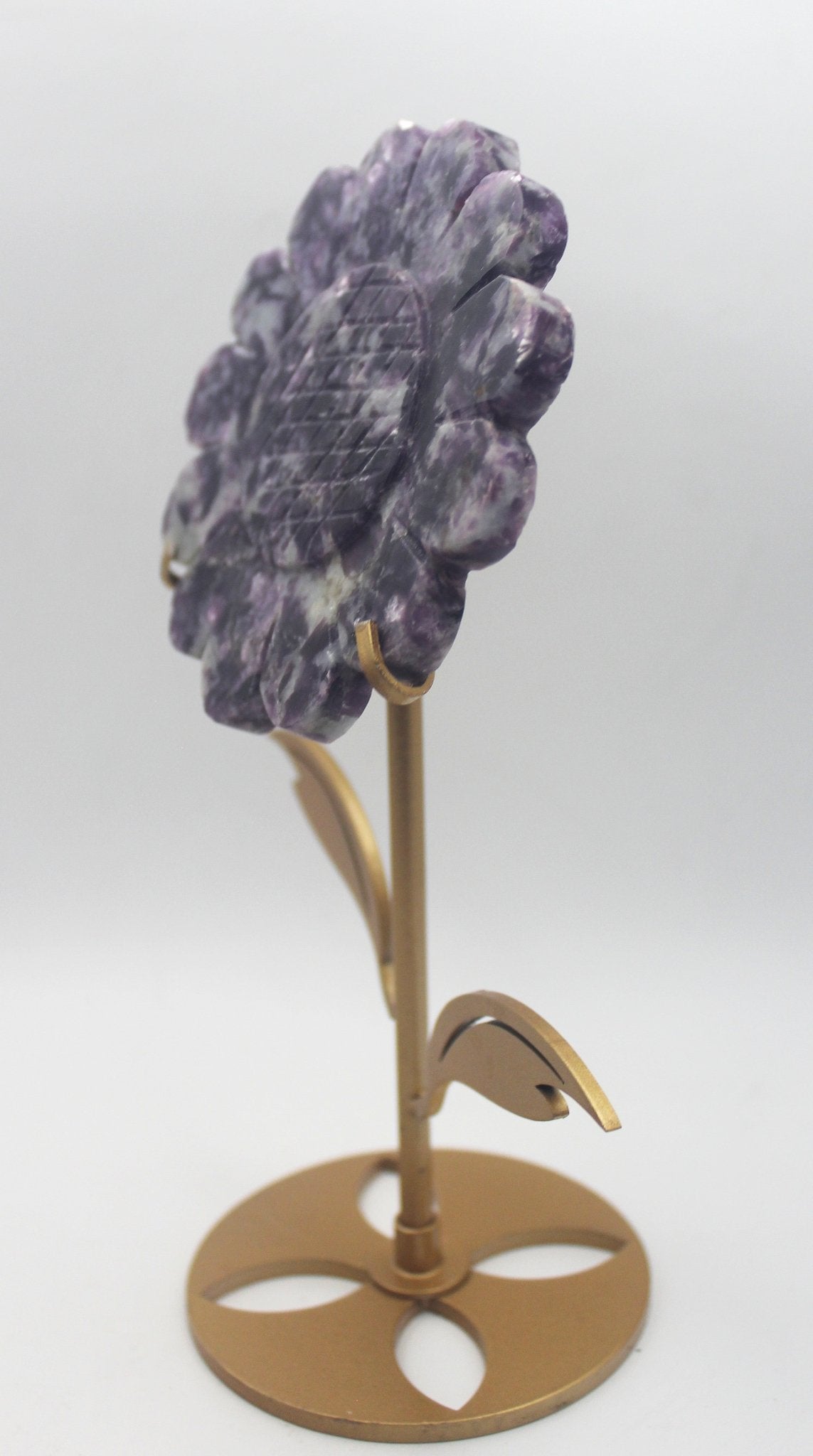 Crystal Sunflower Carving with Metal Stand – Joyful Energy & Meaningful Décor - Ethereal Essentials