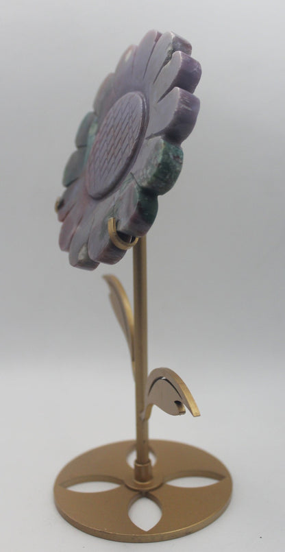 Crystal Sunflower Carving with Metal Stand – Joyful Energy & Meaningful Décor - Ethereal Essentials