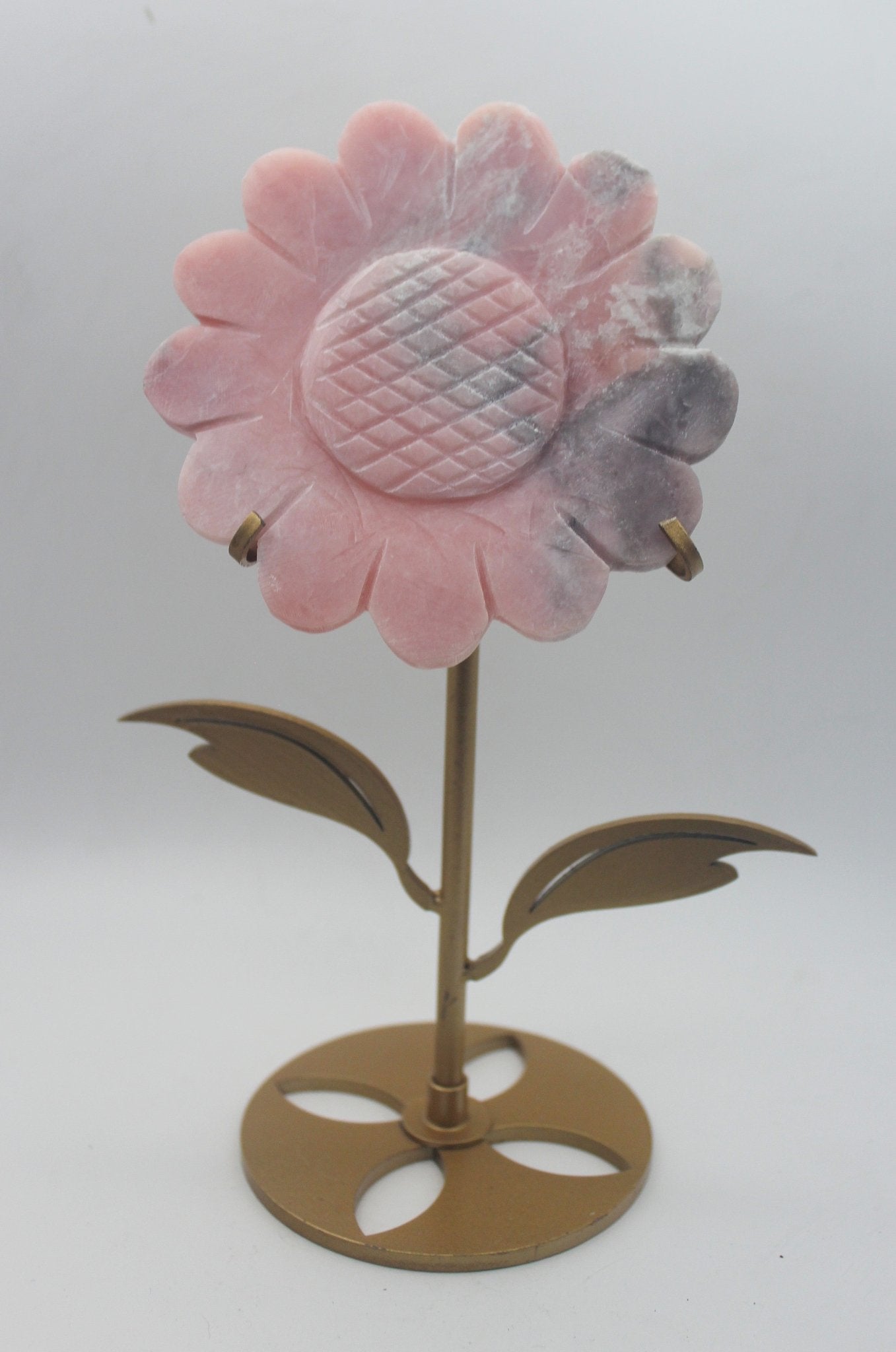 Crystal Sunflower Carving with Metal Stand – Joyful Energy & Meaningful Décor - Ethereal Essentials
