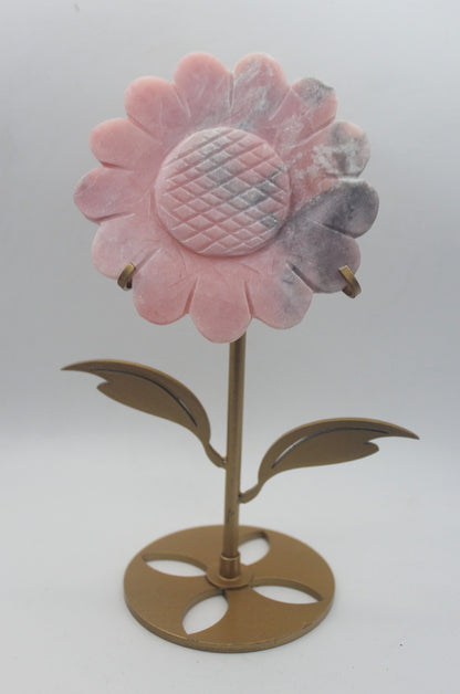 Crystal Sunflower Carving with Metal Stand – Joyful Energy & Meaningful Décor - Ethereal Essentials