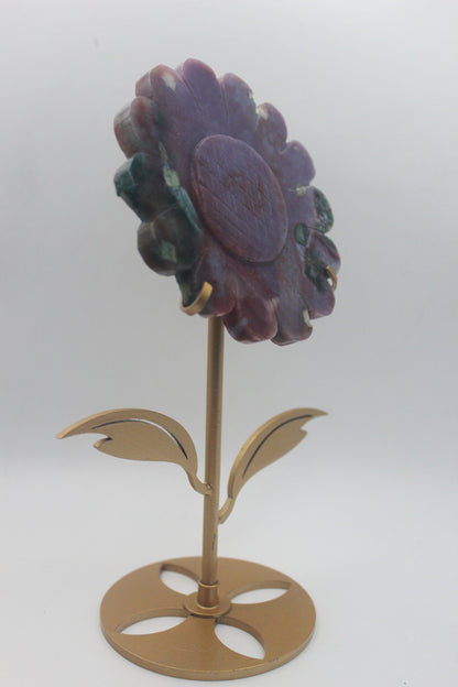 Crystal Sunflower Carving with Metal Stand – Joyful Energy & Meaningful Décor - Ethereal Essentials